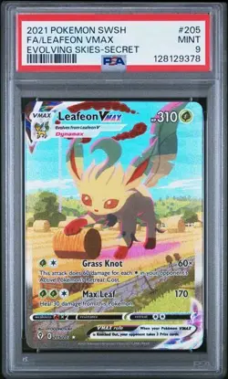 2021 Pokemon SWSH Evolving Skies Leafeon Vmax Alt Art Card 205/203 PSA 9 - Image 1