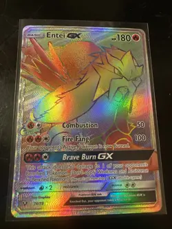 Pokemon Entei GX TCG Shining Legends Holo Card 74/73 Rainbow Secret Rare - Image 1