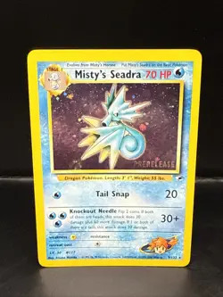 Pokemon TCG Misty's Seadra Holo Rare Gym Heroes Prerelease 9/132 AS - Image 1