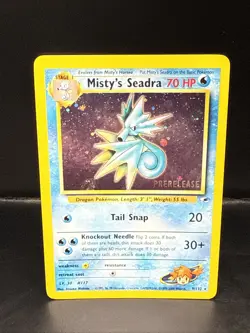 Pokemon TCG Misty's Seadra Holo Rare Gym Heroes Prerelease 9/132 AS - Image 2