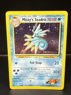 Pokemon TCG Misty's Seadra Holo Rare Gym Heroes Prerelease 9/132 AN - Image 1