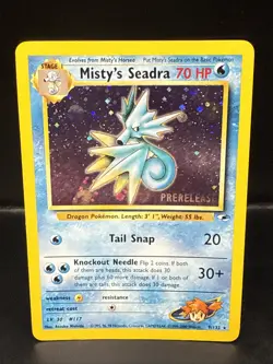 Pokemon TCG Misty's Seadra Holo Rare Gym Heroes Prerelease 9/132 AN - Image 2