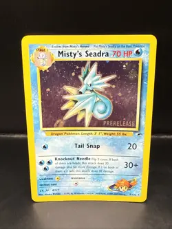 Pokemon TCG Misty's Seadra Holo Rare Gym Heroes Prerelease 9/132 BL - Image 2