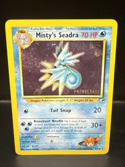 Pokemon TCG Misty's Seadra Holo Rare Gym Heroes Prerelease 9/132 CB - Image 1