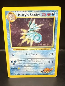 Pokemon TCG Misty's Seadra Holo Rare Gym Heroes Prerelease 9/132 CB - Image 2