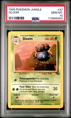 1999 POKEMON JUNGLE #37 GLOOM PSA 10 GEM MINT - Image 1