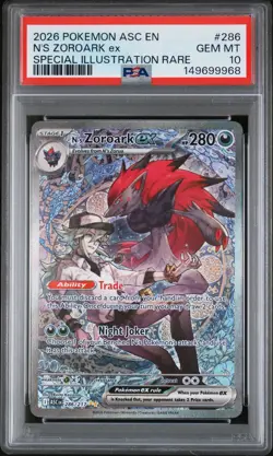 2026 POKEMON ASC EN-ASCENDED HEROES #286 N'S ZOROARK EX PSA 10 - Image 1