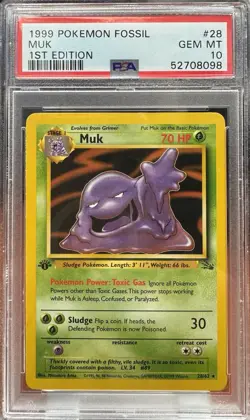 1999 Pokemon Fossil 1st Edition Muk #28 PSA 10 - Image 1