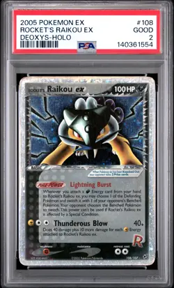 2005 POKEMON EX DEOXYS #108 ROCKET'S RAIKOU EX-HOLO PSA 2 - Image 1