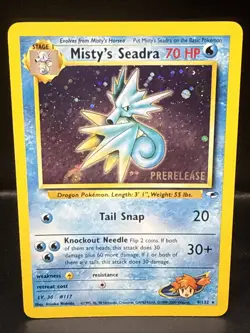 Pokemon TCG Misty's Seadra Holo Rare Gym Heroes Prerelease 9/132 CQ - Image 1