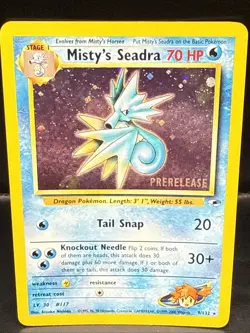 Pokemon TCG Misty's Seadra Holo Rare Gym Heroes Prerelease 9/132 BO - Image 1