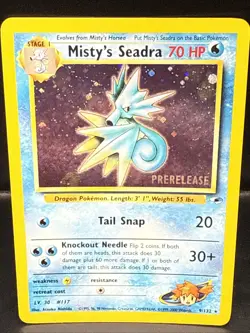Pokemon TCG Misty's Seadra Holo Rare Gym Heroes Prerelease 9/132 BO - Image 2
