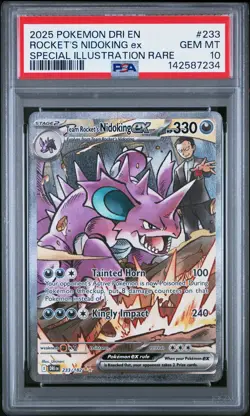 2025 POKEMON DRI EN-DESTINED RIVALS #233 TEAM ROCKET'S NIDOKING EX PSA 10 - Image 1