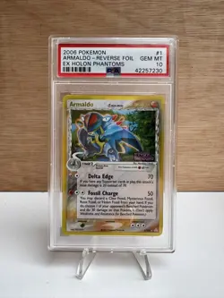 POP 12 2006 POKEMON EX HOLON PHANTOMS #1 ARMALDO-REVERSE FOIL PSA 10 - Image 1