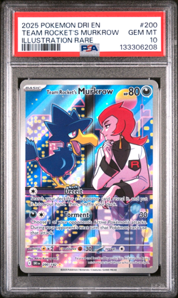 Team Rocket's Murkrow Pokemon 2025 S&V Destined Rivals Illustration Rare PSA 10 - Image 1