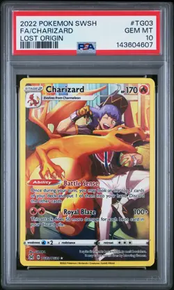 2022 POKEMON SWORD & SHIELD LOST ORIGIN #TG03 FULL ART/CHARIZARD PSA 10 - Image 1