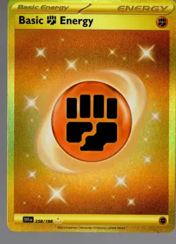 Pokemon Scarlet & Violet Base Set Basic Fighting Energy 258/198 Gold Hyper Rare - Image 1