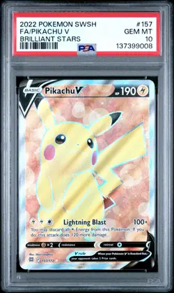 PSA 10 PIKACHU V #157 FULL ART ULTRA RARE POKEMON SWSH BRILLIANT STARS GEM MINT - Image 1