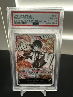 Monkey D. Luffy ST13- Black & White Alternate Art PSA 10 ENGLISH 2024 - Image 1