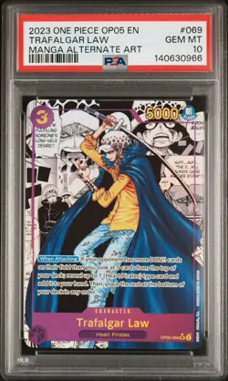 2023 ONE PIECE OP05-AWAKENING OF THE NEW ERA TRAFALGAR LAW MANGA PSA 10 - Image 1