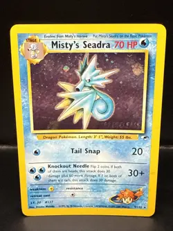 Pokemon TCG Misty's Seadra Holo Rare Gym Heroes Prerelease 9/132 AH - Image 2