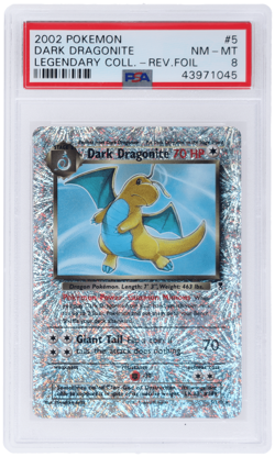 2002 Pokemon Legendary Collection Dark Dragonite Reverse Holo #5 PSA 8 - Image 1