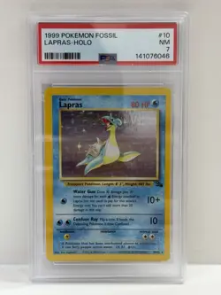 1999 POKEMON FOSSIL LAPRAS HOLO 10 PSA7 - Image 1