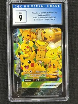 2021 Pokemon Pikachu V-Union SWSH141 Black Star Promo Celebrations - CGC 9 - Image 1