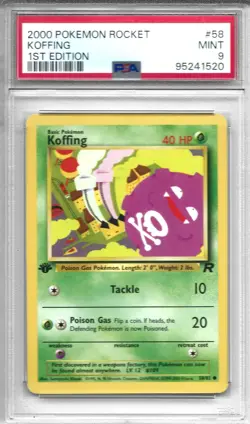 Pokemon Koffing 58/82 Team Rocket First Edition Regular Non Holo PSA 9 Mint - Image 1