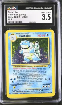 CGC 3.5 Blastoise 2000 Base Set 2 2/130 Holo Pokemon Card - Image 1