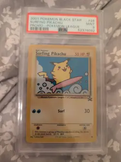 Pokemon TCG Surfing Pikachu Black Star Promo Card PSA 9 - Image 1