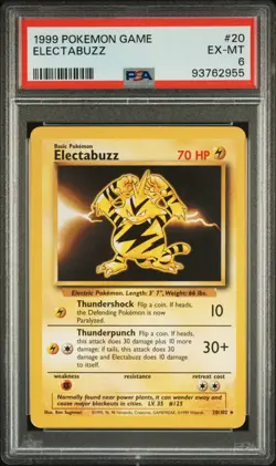1999 Pokemon Base Set #20 Electabuzz PSA 6 - Image 1