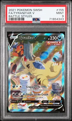 Pokemon Tyranitar V (Alternate Full Art) 155/163 Swsh05:Battle Styles Holo PSA 9 - Image 1