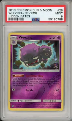 2019 Pokemon Sun & Moon Hidden Fates Weezing Rev. Foil #29 PSA 9 - Image 1