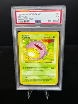 1999 Pokemon Shadowless Koffing #51 PSA 5 - Image 1