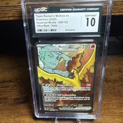 Pokemon TCG Team Rocket Moltres EX 208/182 2025 CGC 10 Gem Mint Graded - Image 1