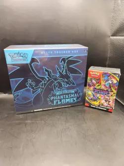 Pokemon TCG IN HAND Phantasmal Flames ETB + Booster Bundle - Sealed - Image 1