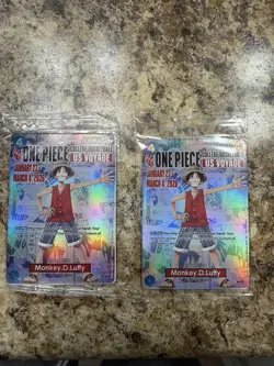 Bandai One Piece US Voyage Promo Holo Monkey.D.Luffy 2 Cards - Image 1