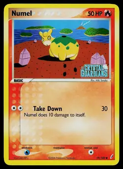 Pokemon Card - Numel Crystal Guardians 59/100 Common Reverse Holo Stamped - Image 1