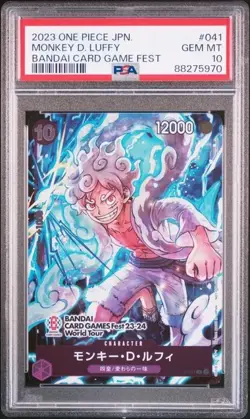 PSA 10 Luffy P-041 PROMO BANDAI CARD GAME Fest 23-24 World Tour One Piece - Image 1