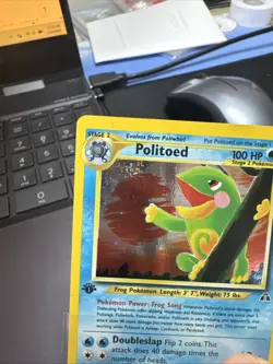 Pokemon TCG Politoed Neo Discovery Holo Card 8/75 1st Edition w/Swirl [MP] - Image 3