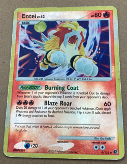 Pokemon TCG Entei Secret Wonders 4/132 Reverse Holo Rare HP - Image 1