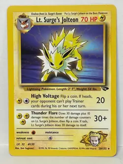 Pokemon Lt. Surge's Jolteon Gym Challenge Rare 28/132 - LP - Image 1