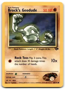 Brock's Geodude 2000 Pokemon Gym Challenge Unlimited Common #68/132 - LP - Image 1