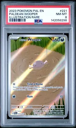 2023 POKEMON PAL EN-PALDEA EVOLVED ILLUSTRATION RARE #221 PALDEAN WOOPER PSA 8 - Image 1