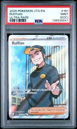 2025 POKEMON JTG EN-JOURNEY TOGETHER 181 RUFFIAN ULTRA RARE PSA 9 OC - Image 1