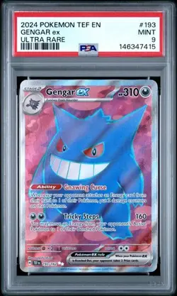 2024 POKEMON TEF EN-TEMPORAL FORCES ULTRA RARE #193 GENGAR EX PSA 9 - Image 1