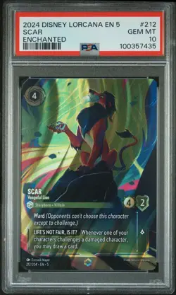 PSA 10 - Scar Enchanted 212/204 EN5 Shimmering Skies - Disney Lorcana - Image 1