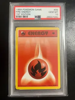 PSA 10 Fire Energy 98/102 Base Set (1st Edition & Shadowless) Pokemon Card wotc - Image 1