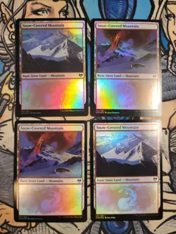 4x Snow-Covered Mountain FOIL 282 283 - NM/M KHM MTG Magic - Image 1